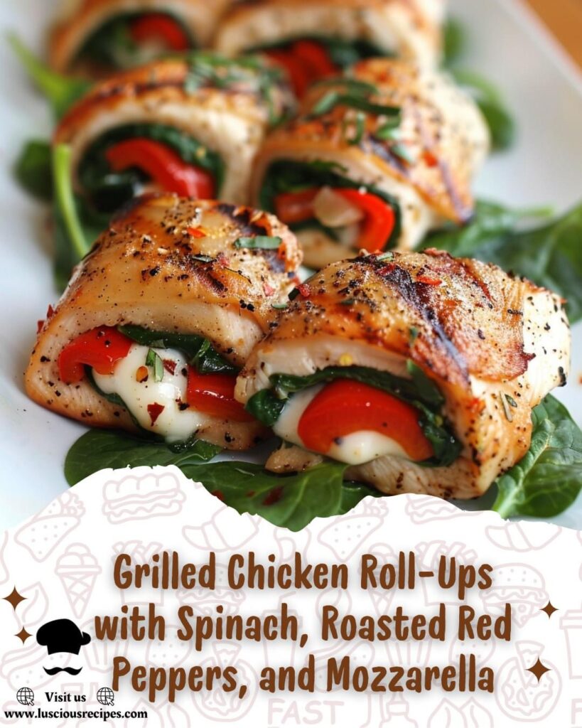 Flavorful Grilled Chicken Roll-Ups with Spinach, Roasted Red Peppers ...