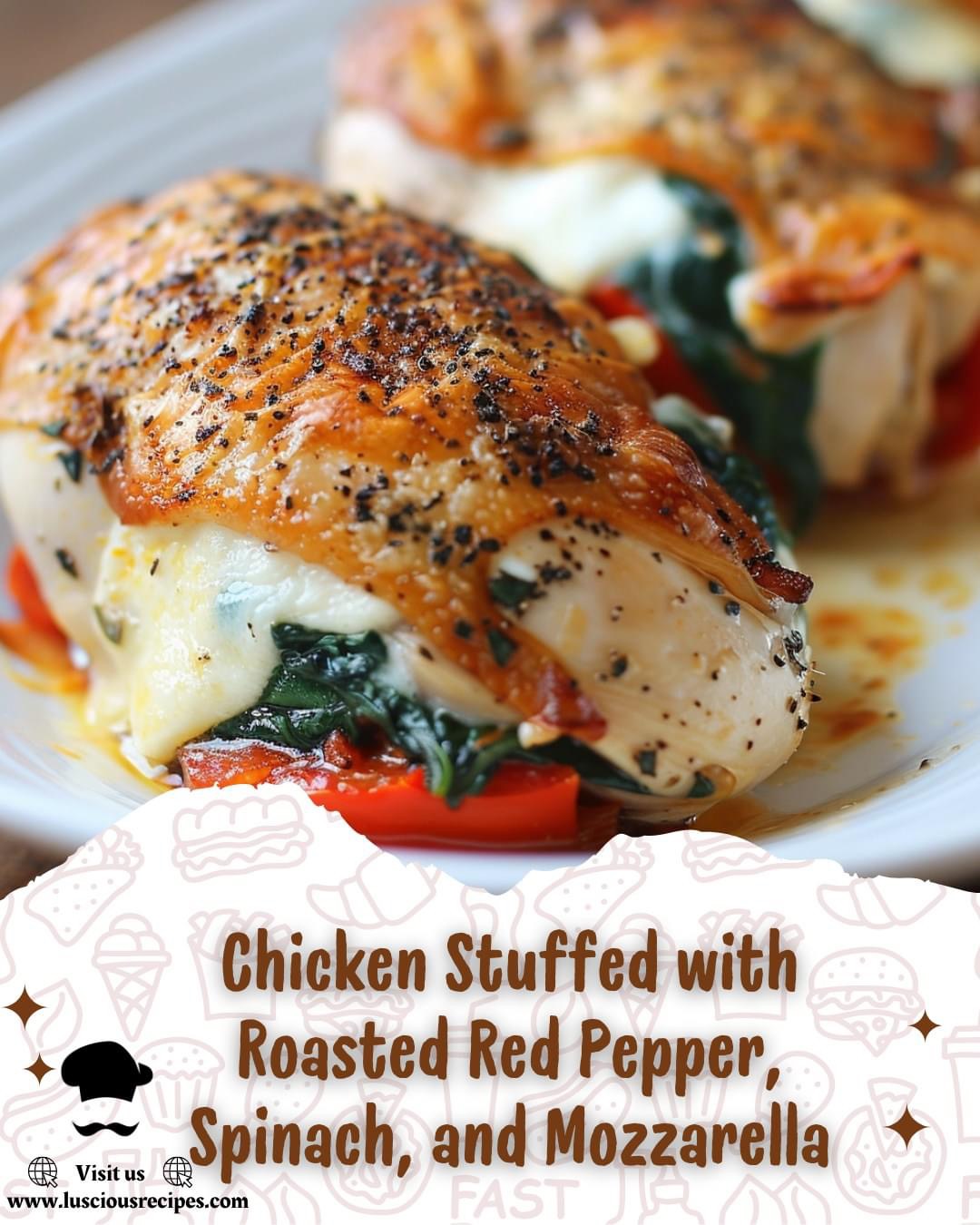 Gourmet Stuffed Chicken with Roasted Red Peppers, Spinach, and ...